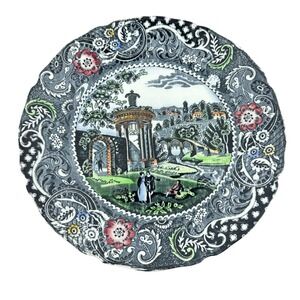 W.R Midwinter England Landscape 10" Multicolor Transferware Plate VTG